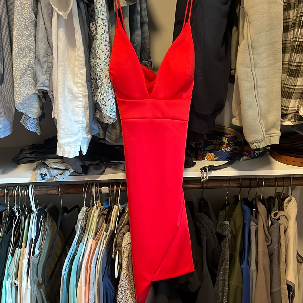 AIDAN MATTOX red asymmetrical dress worn once